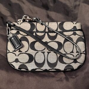 Coach Black Signature Canvas Wristlet